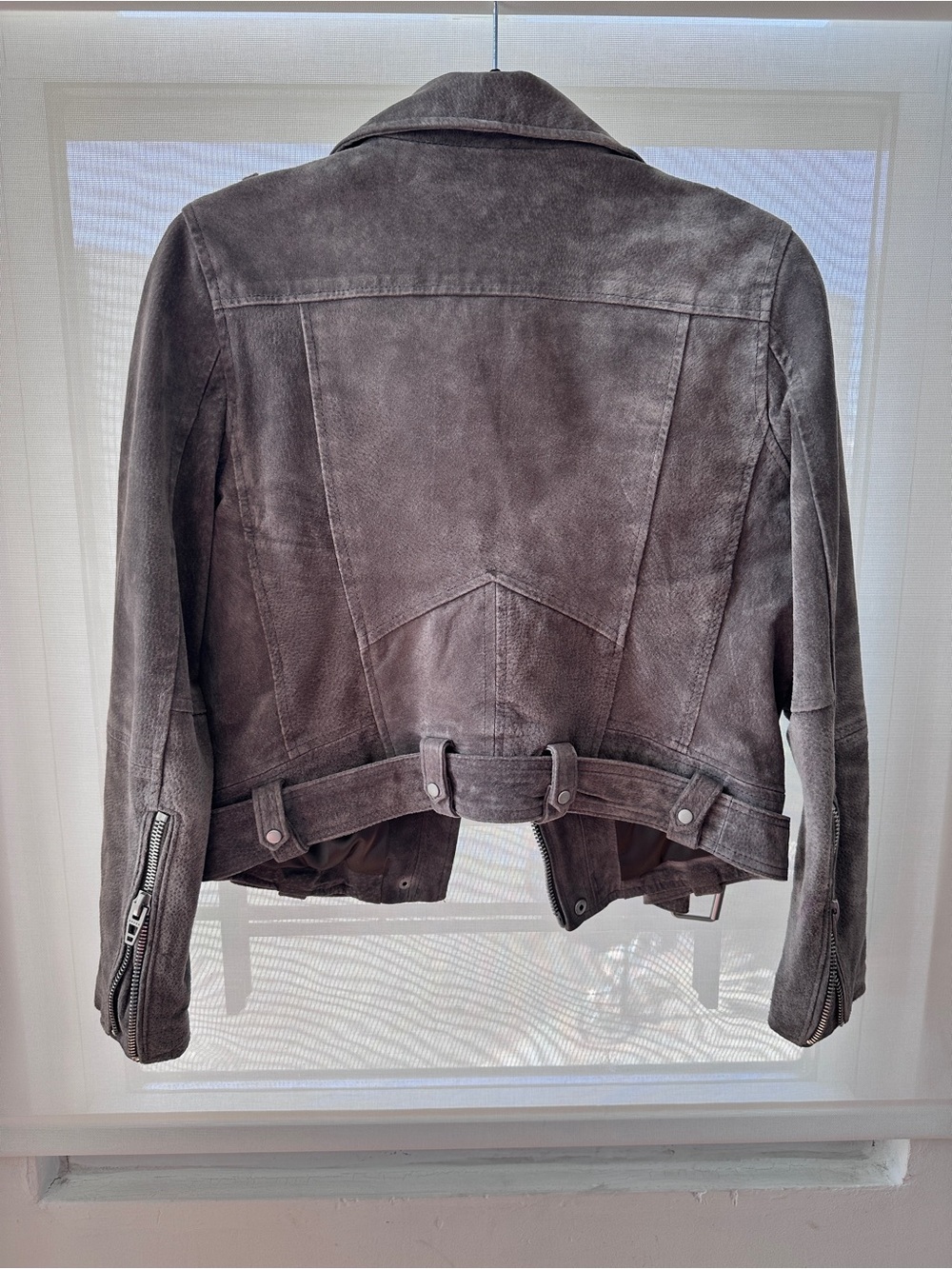 BLANK Women's Suede Moto Jacket - Gray - Picture 2 of 4
